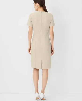 Ann Taylor Suits|Suits|The Short Sleeve Sheath Dress In Bi-Stretch - Curvy Fit Toasted Oat