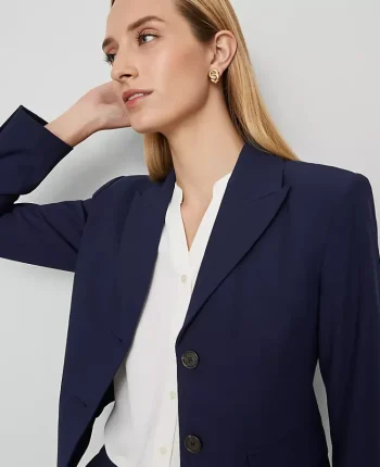 Ann Taylor Jackets And Blazers|Suits|The Shorter Two Button Blazer In Bi-Stretch Pure Sapphire