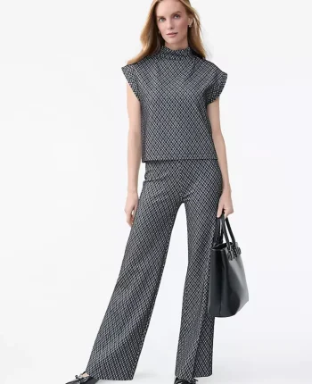 Ann Taylor Pants|The Side Zip Wide-Leg Pant In Plaid Black
