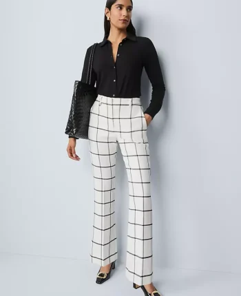 Ann Taylor Suits|Suits|The Slim Flare Trouser In Windowpane Winter White
