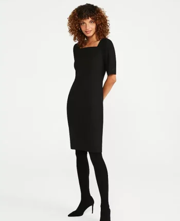 Ann Taylor Suits|Suits|The Square Neck Sheath Dress In Seasonless Stretch Core Black