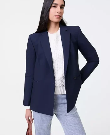 Ann Taylor Jackets And Blazers|The Straight Fit Double Breasted Blazer Night Sky