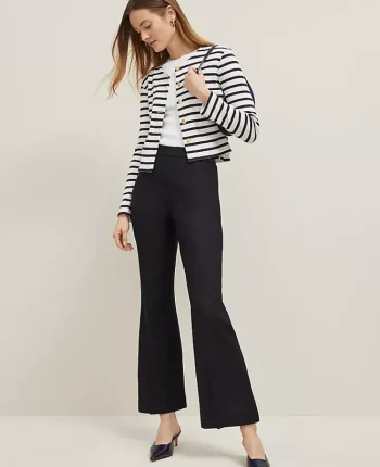 Ann Taylor Pants|The Tall Flare Ankle Pant In Linen Blend Black