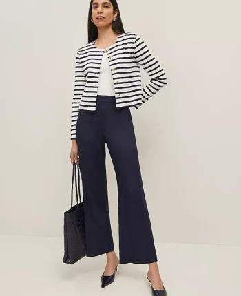 Ann Taylor Pants|The Tall Flare Ankle Pant In Linen Blend Night Sky