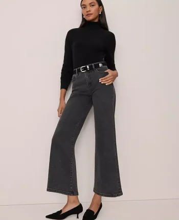 Ann Taylor Jeans|Weekend Pants & Jeans|The Wide Leg Crop Jean Faded Black Wash