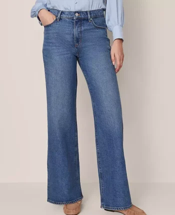 Ann Taylor Jeans|The Wide Leg Jean Medium Faded Wash