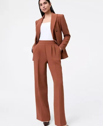Ann Taylor Suits|Suits|The Wide-Leg Pant In Crinkle Crepe Tortoise Shell Brown