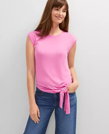 Ann Taylor Sweaters|All Sweaters|Tie Waist Shell Pink Orchid