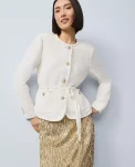 Ann Taylor Jackets And Blazers|Tweed Belted Jacket Winter White