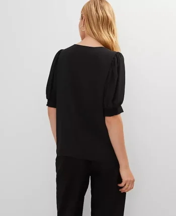 Ann Taylor Tops And Blouses|V-Neck Popover Black
