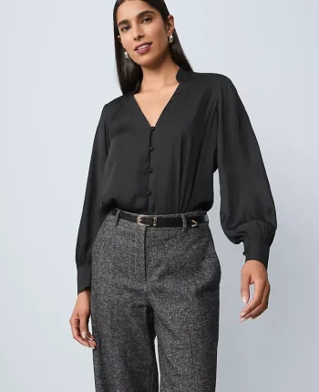 Ann Taylor Tops And Blouses|V-Neck Popover Black