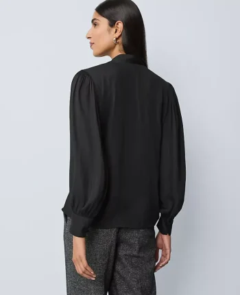 Ann Taylor Tops And Blouses|V-Neck Popover Black