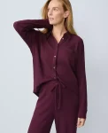 Ann Taylor Sweaters|All Sweaters|Waffle Button Down Lounge Top Poised Plum