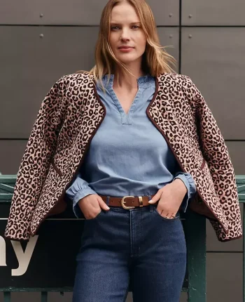 Ann Taylor Jackets And Blazers|Weekend Collection Animal Print Quilted Jacket Cafe Au Lait