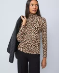 Ann Taylor Tops And Blouses|Weekend Tops|Weekend Collection Animal Print Turtleneck Top Cafe Au Lait