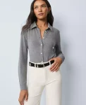 Ann Taylor Weekend Tops|Tops And Blouses|Weekend Collection Button Down Shirt Medium Heather Grey