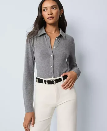 Ann Taylor Weekend Tops|Tops And Blouses|Weekend Collection Button Down Shirt Medium Heather Grey