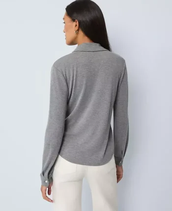 Ann Taylor Weekend Tops|Tops And Blouses|Weekend Collection Button Down Shirt Medium Heather Grey