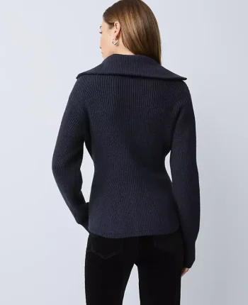 Ann Taylor Sweaters|All Sweaters|Weekend Collection Cable Sweater Jacket Night Sky