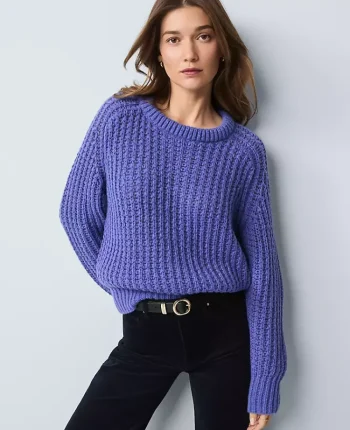 Ann Taylor Sweaters|All Sweaters|Weekend Collection Cozy Crew Neck Sweater Electric Periwinkle