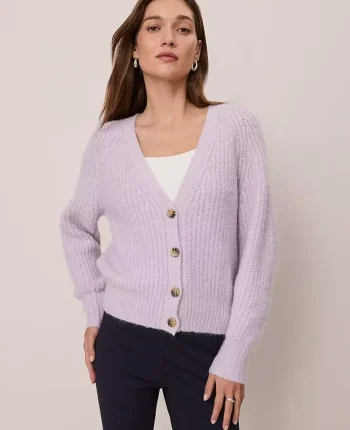 Ann Taylor Sweaters|All Sweaters|Weekend Collection Cozy Ribbed Cardigan Lavender Frost
