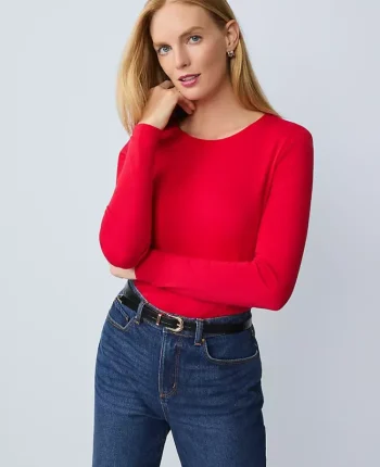 Ann Taylor Tops And Blouses|Weekend Tops|Weekend Collection Crew Neck Top Iconic Red