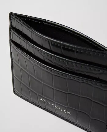 Ann Taylor Weekend Accessories|Weekend Accessories|Weekend Collection Croco Card Case Black