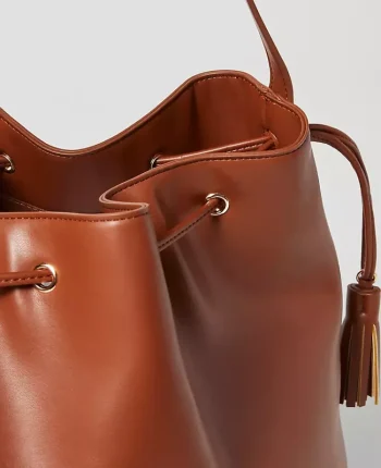 Ann Taylor Weekend Accessories|Weekend Accessories|Weekend Collection Drawstring Bucket Bag Brown Toffee