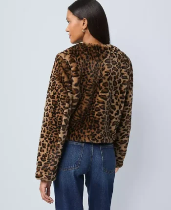 Ann Taylor Jackets And Blazers|Weekend Jackets|Weekend Collection Faux Fur Animal Print Jacket Textured Leopard