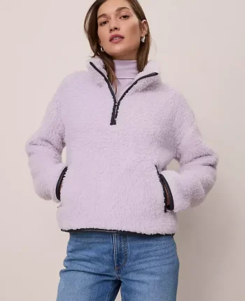 Ann Taylor Tops And Blouses|Weekend Collection Half-Zip Sherpa Pullover Lavender Frost