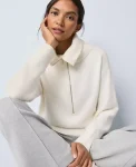 Ann Taylor Sweaters|All Sweaters|Weekend Collection Half-Zip Sweater Winter White