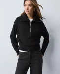 Ann Taylor Sweaters|All Sweaters|Weekend Collection Half-Zip Sweater Black