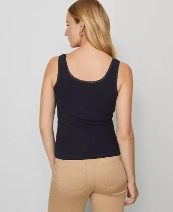 Ann Taylor Tops And Blouses|Weekend Collection Lace Trim Tank Top Night Sky