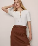 Ann Taylor Tops And Blouses|Weekend Collection Lace-Up Top Winter White
