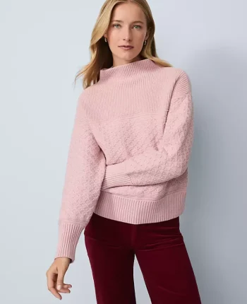 Ann Taylor Sweaters|All Sweaters|Weekend Collection Mixed Stitch Sweater Pale Mauve