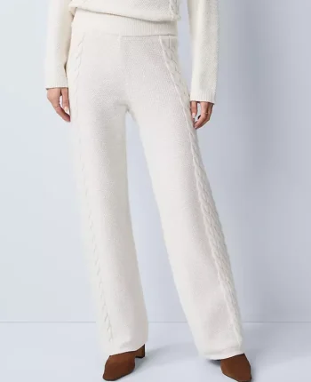 Ann Taylor Pants|Weekend Pants & Jeans|Weekend Collection Mixed Stitch Wide Leg Sweater Pant Winter White
