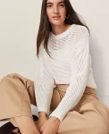 Ann Taylor Sweaters|All Sweaters|Weekend Collection Open Stitch Scalloped Sweater Winter White