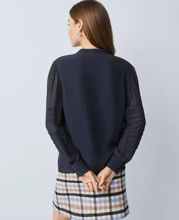 Ann Taylor Tops And Blouses|Weekend Tops|Weekend Collection Pintucked Button Down Shirt Night Sky
