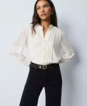 Ann Taylor Tops And Blouses|Weekend Collection Pintucked Button Down Shirt Winter White