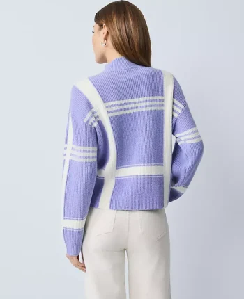 Ann Taylor Sweaters|All Sweaters|Weekend Collection Plaid Mock Neck Sweater Blue Multi