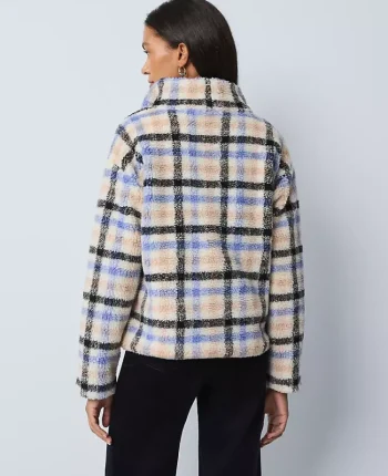 Ann Taylor Tops And Blouses|Weekend Tops|Weekend Collection Plaid Sherpa Pullover Peaceful Periwinkle