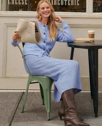 Ann Taylor Sweaters|All Sweaters|Weekend Collection Pointelle Cardigan Peaceful Periwinkle