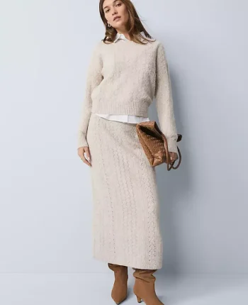 Ann Taylor Skirts|Sweaters|Weekend Collection Pointelle Sweater Skirt Pale Sand Heather