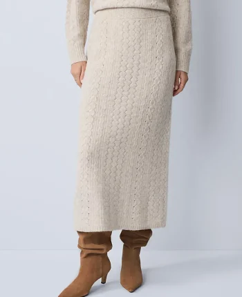 Ann Taylor Skirts|Sweaters|Weekend Collection Pointelle Sweater Skirt Pale Sand Heather