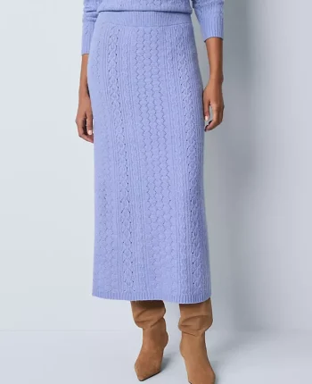 Ann Taylor Skirts|Sweaters|Weekend Collection Pointelle Sweater Skirt Peaceful Periwinkle