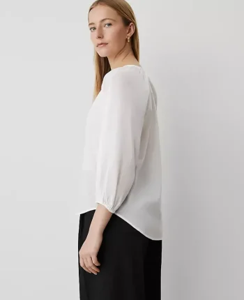 Ann Taylor Tops And Blouses|Weekend Tops|Weekend Collection Raglan Popover White