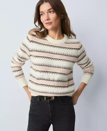 Ann Taylor Sweaters|All Sweaters|Weekend Collection Relaxed Fair Isle Sweater Neutral Multi