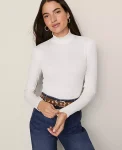 Ann Taylor Tops And Blouses|Weekend Tops|Weekend Collection Ruffle Mock Neck Top Winter White