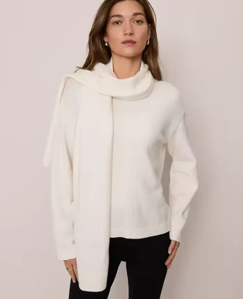 Ann Taylor Sweaters|All Sweaters|Weekend Collection Scarf Sweater Winter White