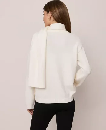 Ann Taylor Sweaters|All Sweaters|Weekend Collection Scarf Sweater Winter White